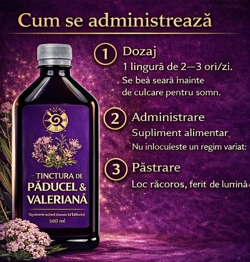 Tinctură de Păducel și Valeriană – Inimă Liniștită și Somn Odihnitor | 500ml