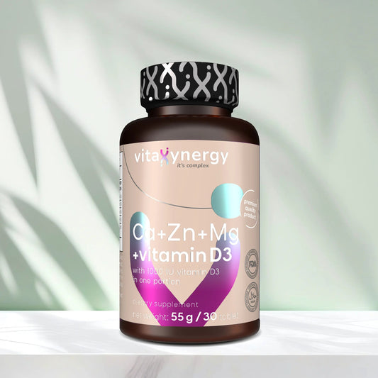 Ca+Zn+Mg+Vitamin D3 – Calcium, Zinc, Magnesium & D3 for Bone Health, 30 Tablets