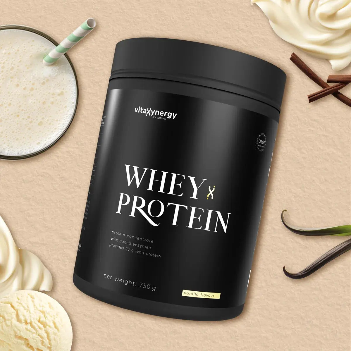 Whey Protein Powder Vanilla – 750g, 23g Protein, Sugar-Free