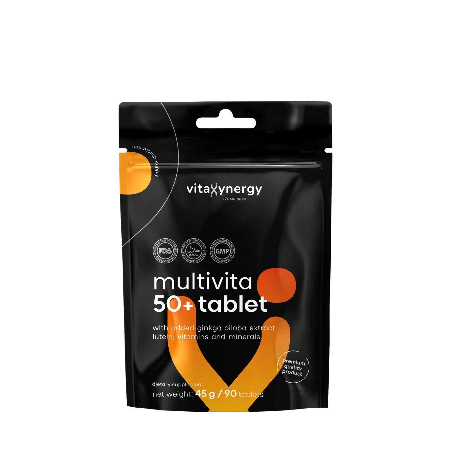 Multivita 50+ – B-Complex, D3, Ginkgo Biloba & Lutein, 90 Tablets