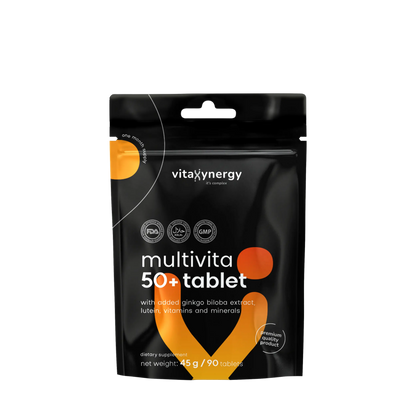 Multivita 50+ – B-Complex, D3, Ginkgo Biloba & Lutein, 90 Tablets
