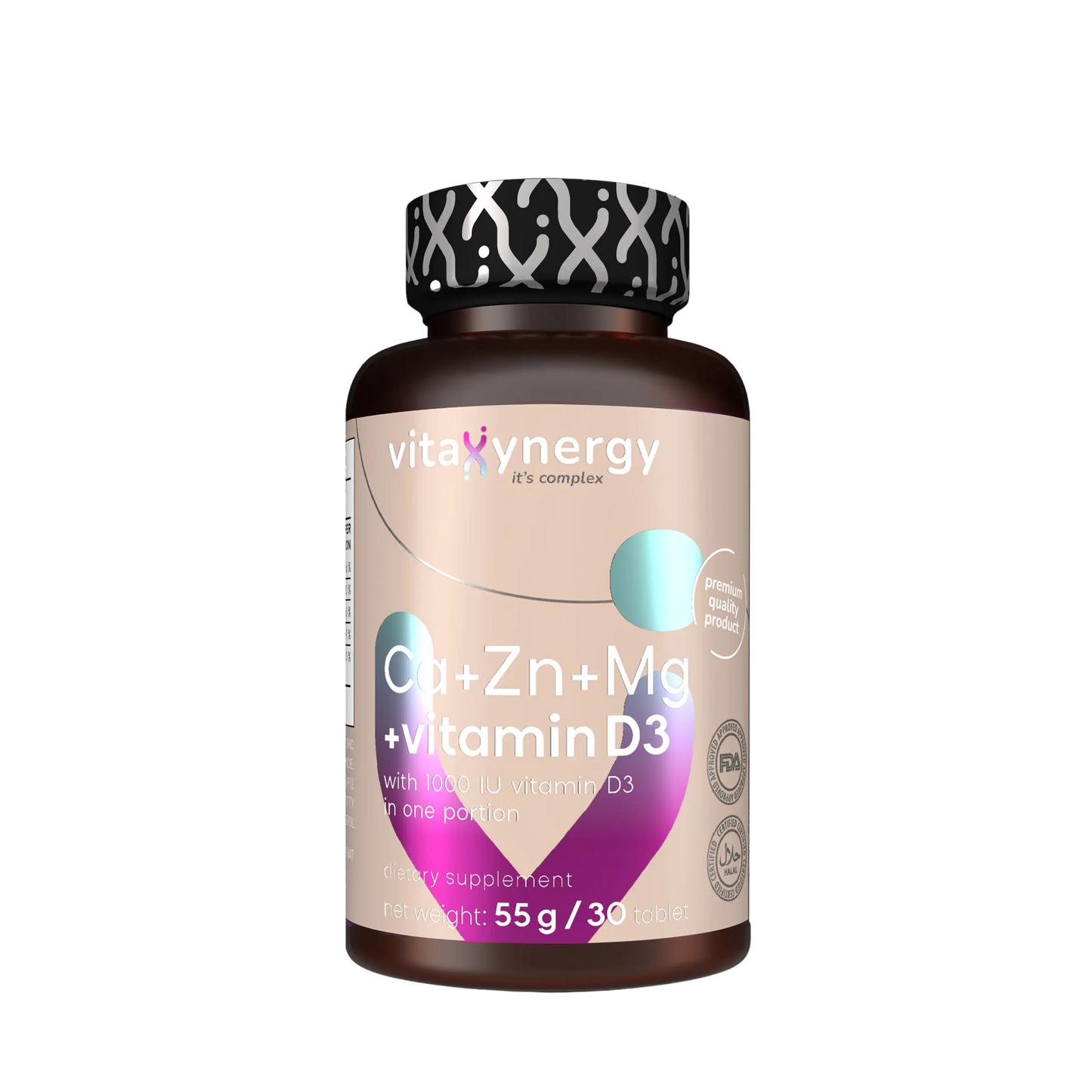 Ca+Zn+Mg+Vitamin D3 – Calcium, Zinc, Magnesium & D3 for Bone Health, 30 Tablets