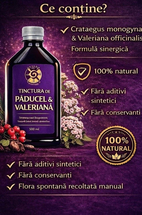 Tinctură de Păducel și Valeriană – Inimă Liniștită și Somn Odihnitor | 500ml
