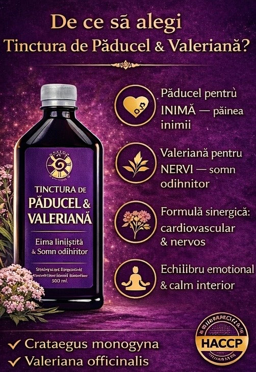 Tinctură de Păducel și Valeriană – Inimă Liniștită și Somn Odihnitor | 500ml