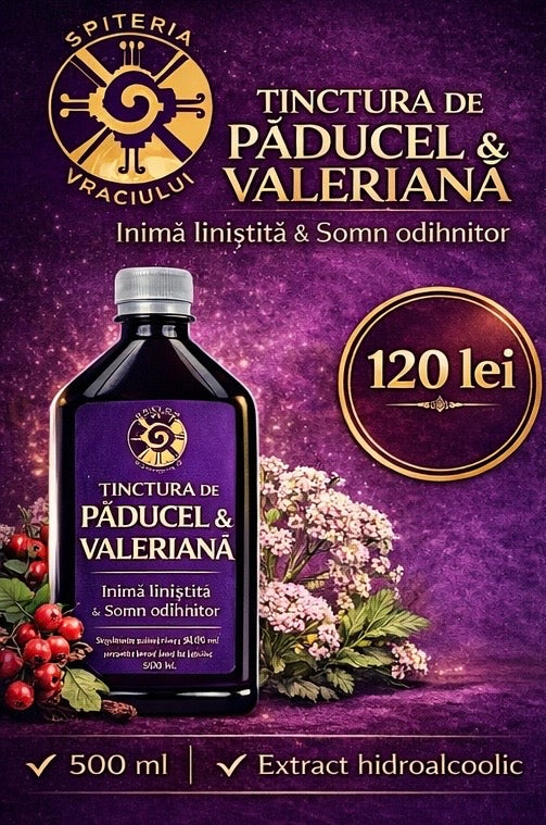 Tinctură de Păducel și Valeriană – Inimă Liniștită și Somn Odihnitor | 500ml