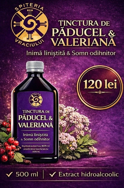 Tinctură de Păducel și Valeriană – Inimă Liniștită și Somn Odihnitor | 500ml