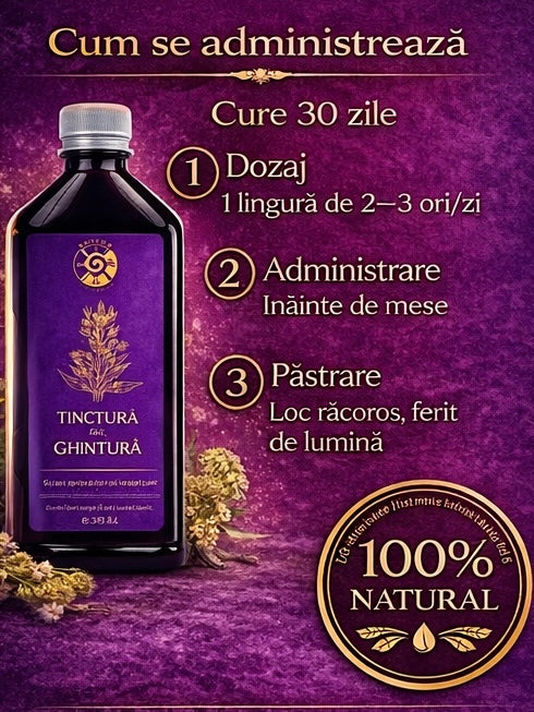Tinctură de Ghințură – Tonic Amar pentru Digestie și Confort Gastric | 500ml