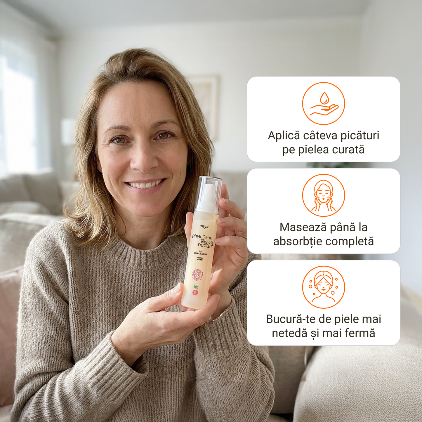 Diminish the appearance of wrinkles with PhytoDerm Anti-Wrinkle Nectar, Anti-Wrinkle Nectar with Silybin Phytosome