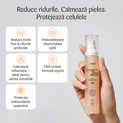 Diminish the appearance of wrinkles with PhytoDerm Anti-Wrinkle Nectar, Anti-Wrinkle Nectar with Silybin Phytosome