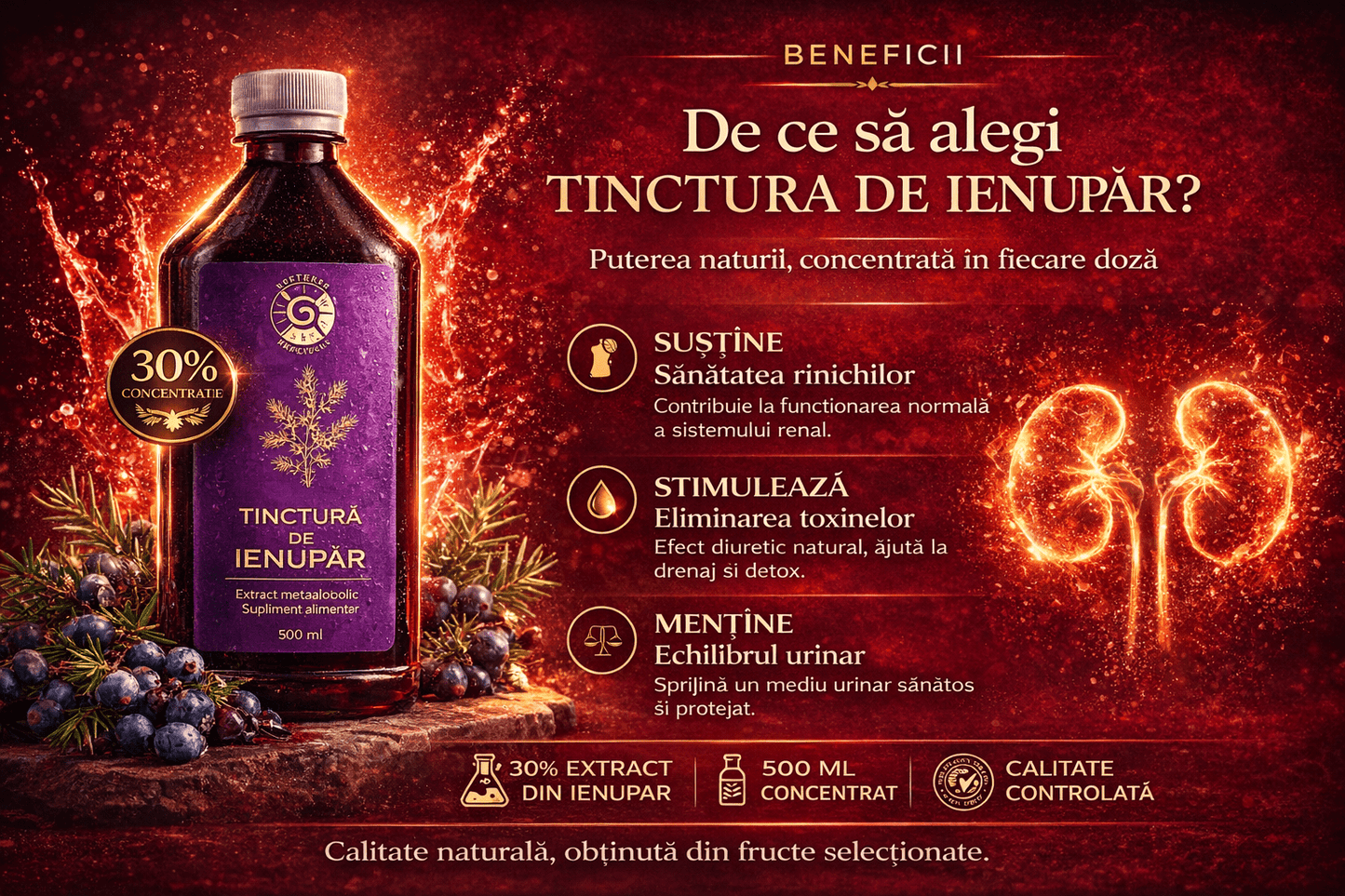 Tinctură de Ienupăr – Sănătatea Rinichilor și Tractului Urinar | 500ml