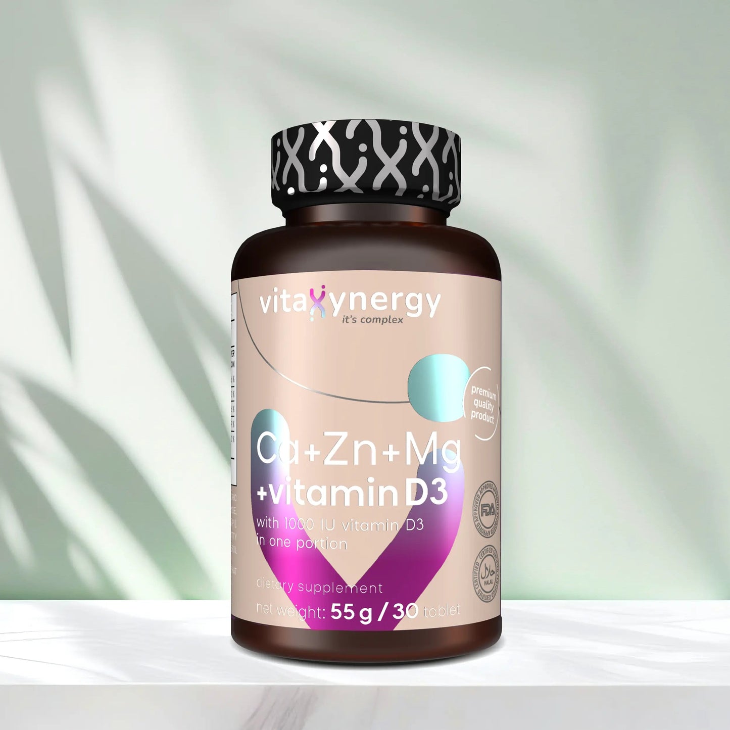 Ca+Zn+Mg+Vitamin D3 – Calcium, Zinc, Magnesium & D3 for Bone Health, 30 Tablets