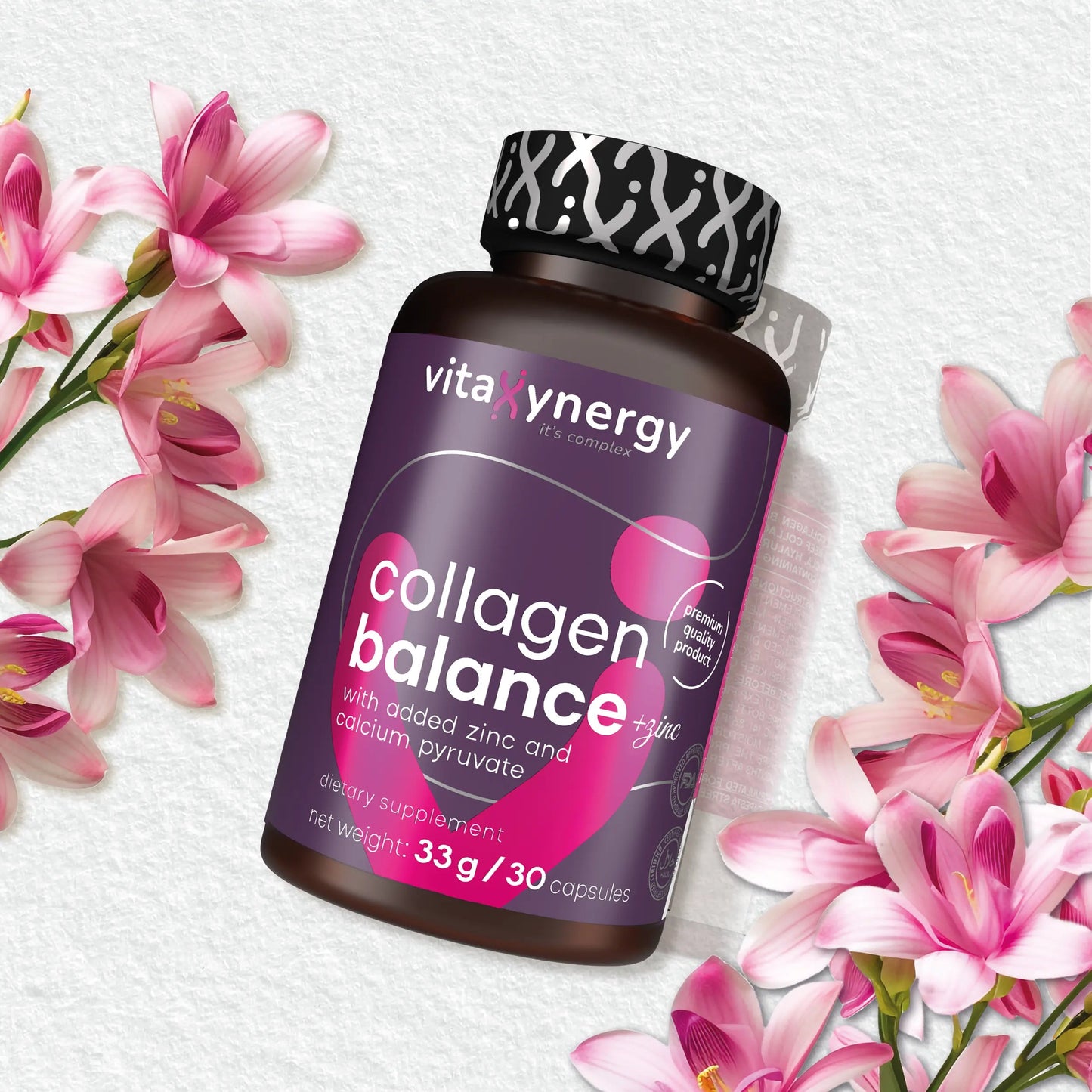 Collagen Balance + Zinc Capsules – 500mg Hydrolyzed Collagen, 30 Capsules