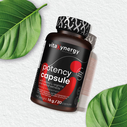 Potency Capsules – Ginseng, Maca, Tribulus & L-Arginine, 20 Capsules