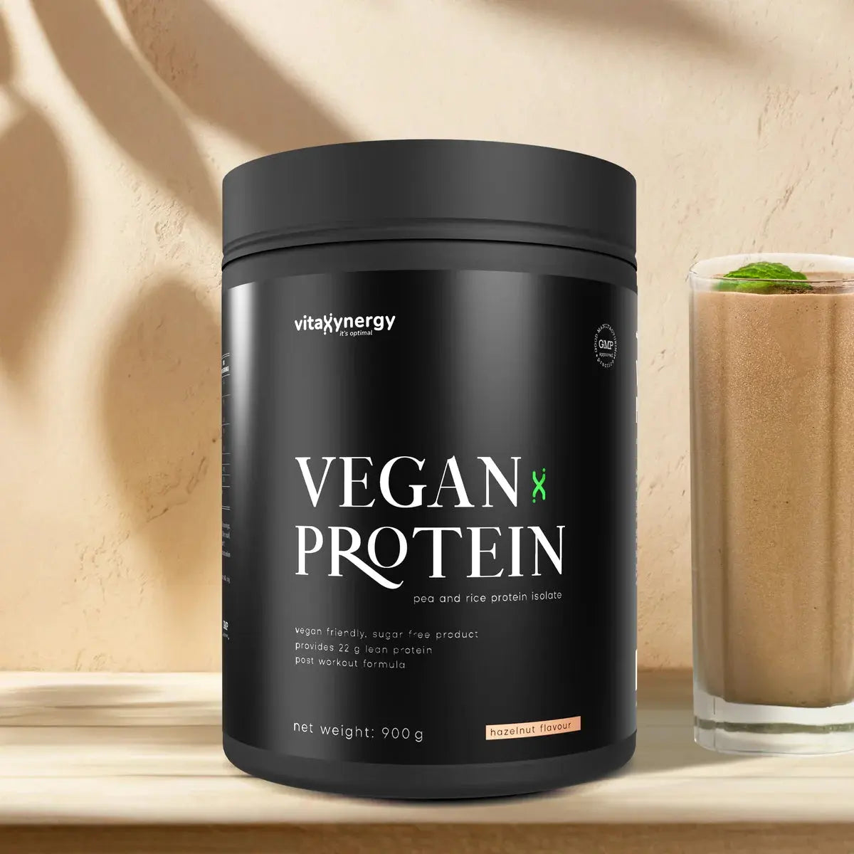 Vegan Protein Powder Hazelnut – 900g, 22g Protein, Low Carb