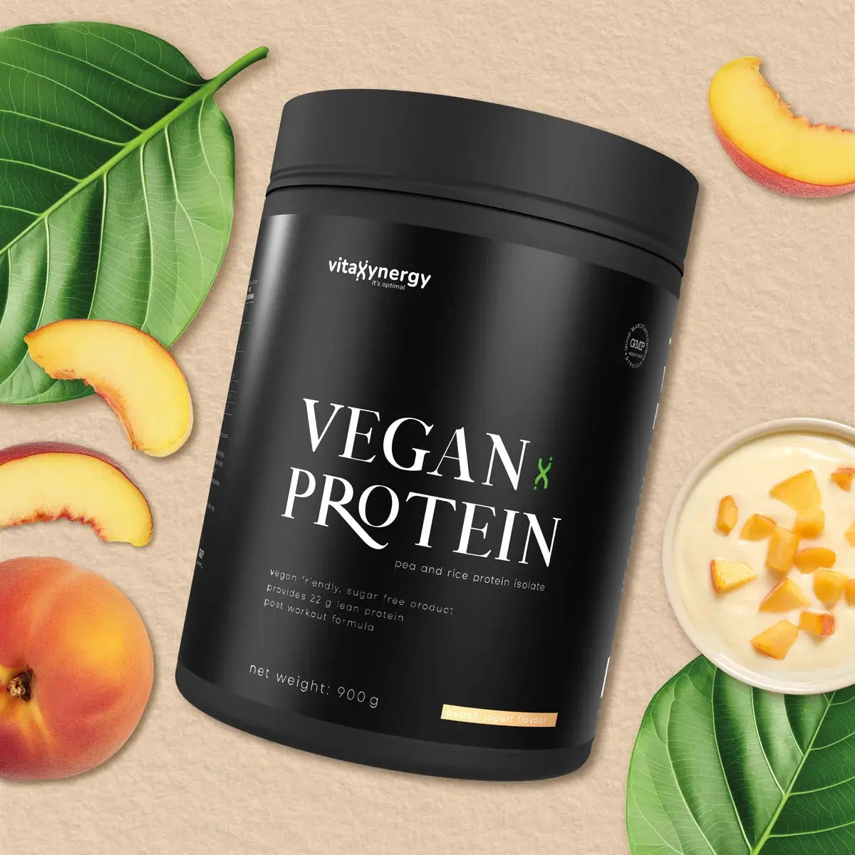 Vegan Protein Powder Peach Yogurt – 900g, 22g Protein, Low Carb