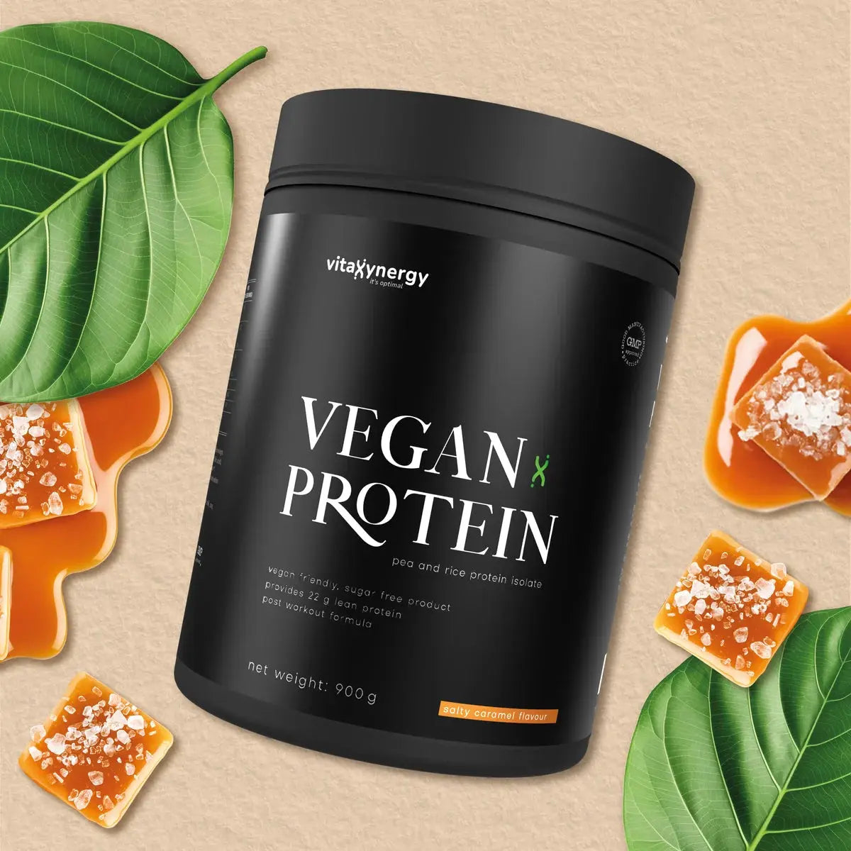 Vegan Protein Powder Salted Caramel – 900g, 22g Protein, Low Carb