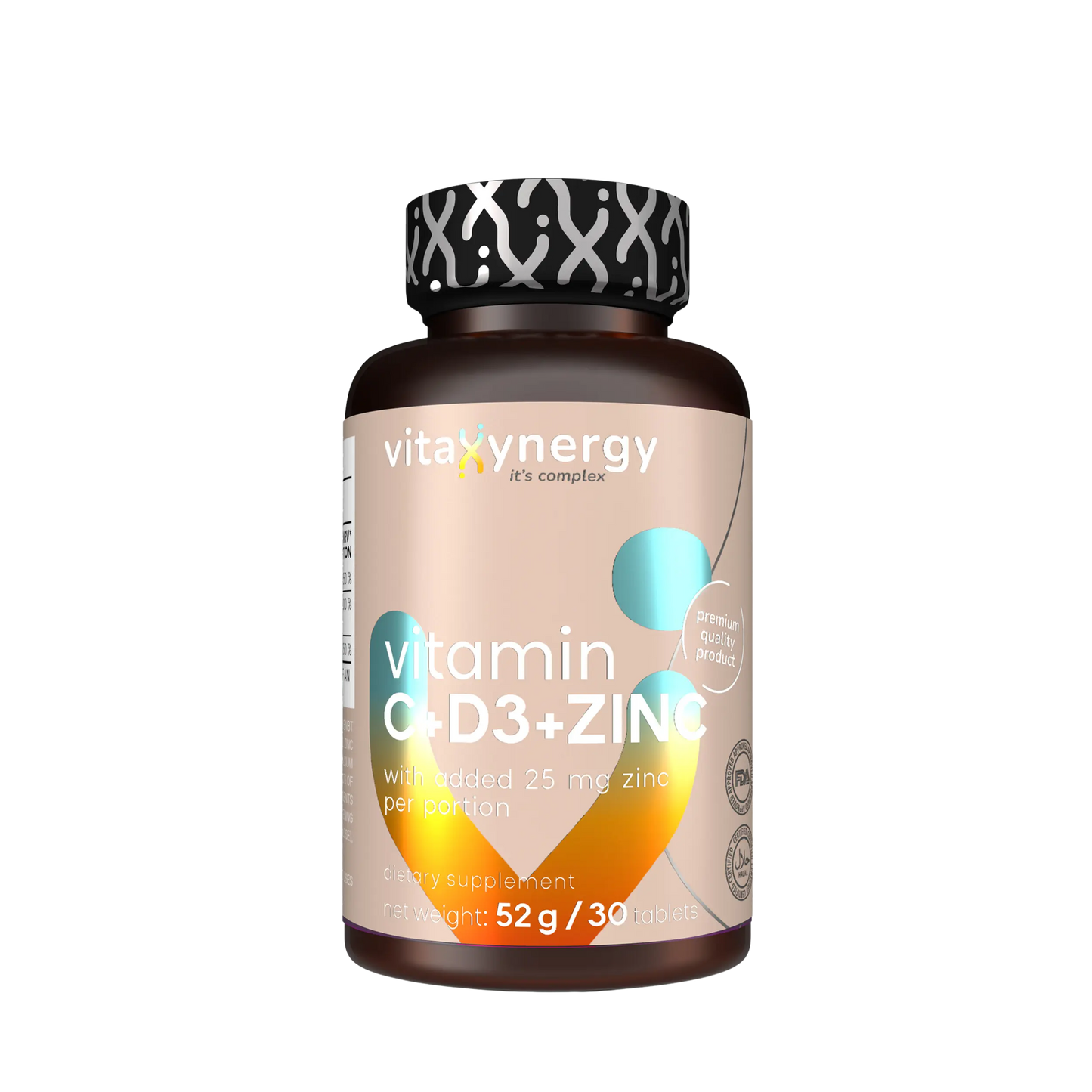 Vitamin C + D3 + Zinc – Immune Support, Antioxidant, 30 Tablets