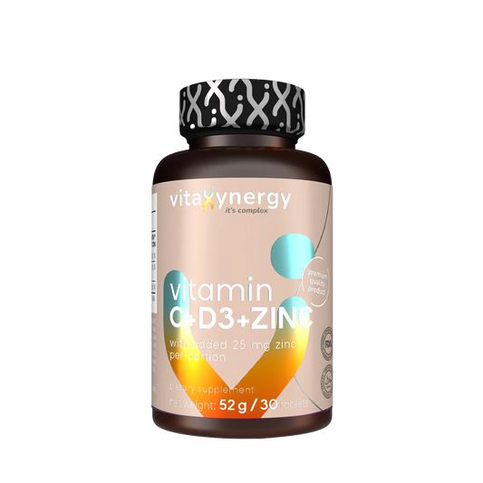 Vitamin C + D3 + Zinc – Immune Support, Antioxidant, 30 Tablets