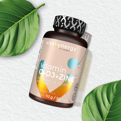 Vitamin C + D3 + Zinc – Immune Support, Antioxidant, 30 Tablets