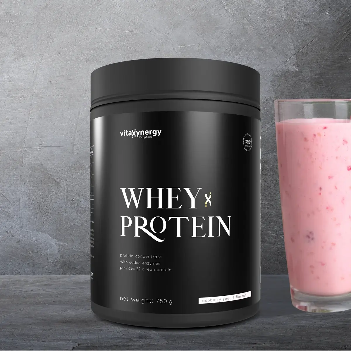 Whey Protein Powder Raspberry Yogurt – 750g, 22g Protein, Sugar-Free