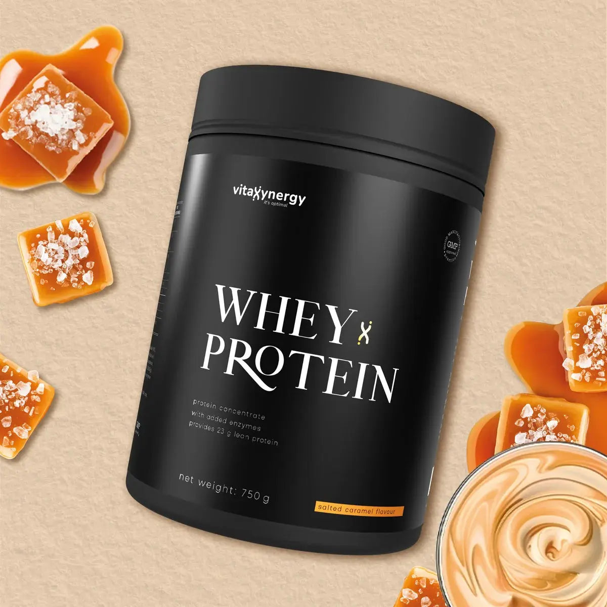 Whey Protein Powder Salted Caramel – 750g, 23g Protein, Sugar-Free