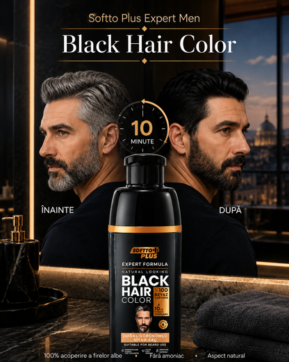 Expert Men Black Hair Color – Negru Natural în 10 Minute pentru Păr și Barbă, 400 ml