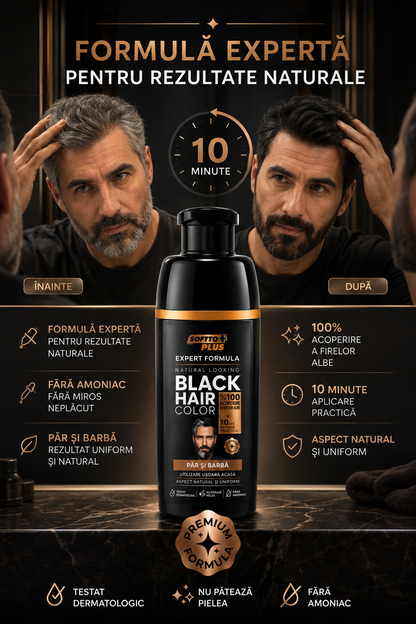 Expert Men Black Hair Color – Negru Natural în 10 Minute pentru Păr și Barbă, 400 ml