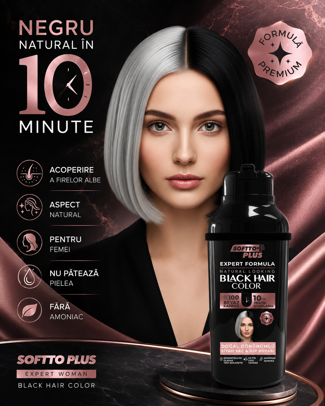 Expert Woman Black Hair Color – Negru Natural în 10 Minute pentru Femei