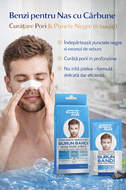 Benzi pentru Nas cu Cărbune – Curățare Pori & Puncte Negre (6 bucăți)