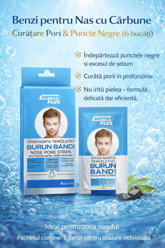 Benzi pentru Nas cu Cărbune – Curățare Pori & Puncte Negre (6 bucăți)