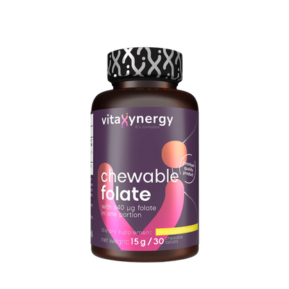 Chewable Folate 640mcg – Folic Acid for Pregnancy & DNA Health, 30 Tablets