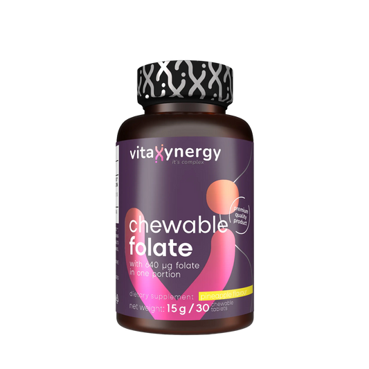 Chewable Folate 640mcg – Folic Acid for Pregnancy & DNA Health, 30 Tablets