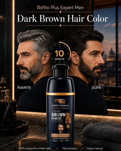 Expert Men Dark Brown Hair Color – Castaniu Închis în 10 Minute pentru Păr și Barbă