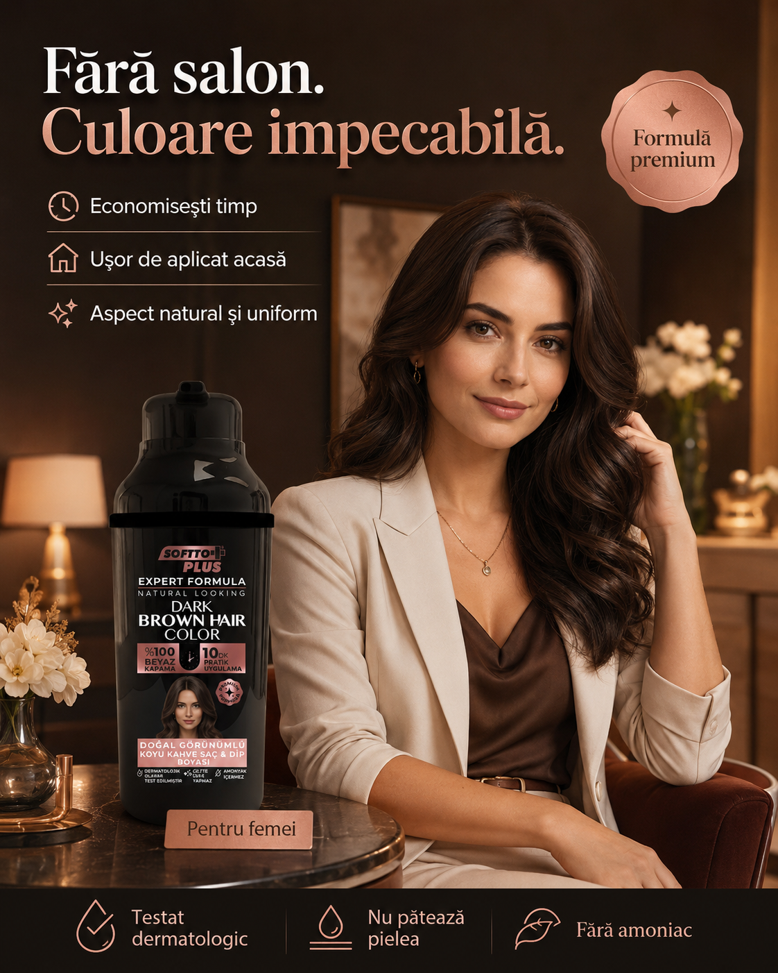 Expert Woman Dark Brown Hair Color – Castaniu Închis în 10 Minute pentru Femei