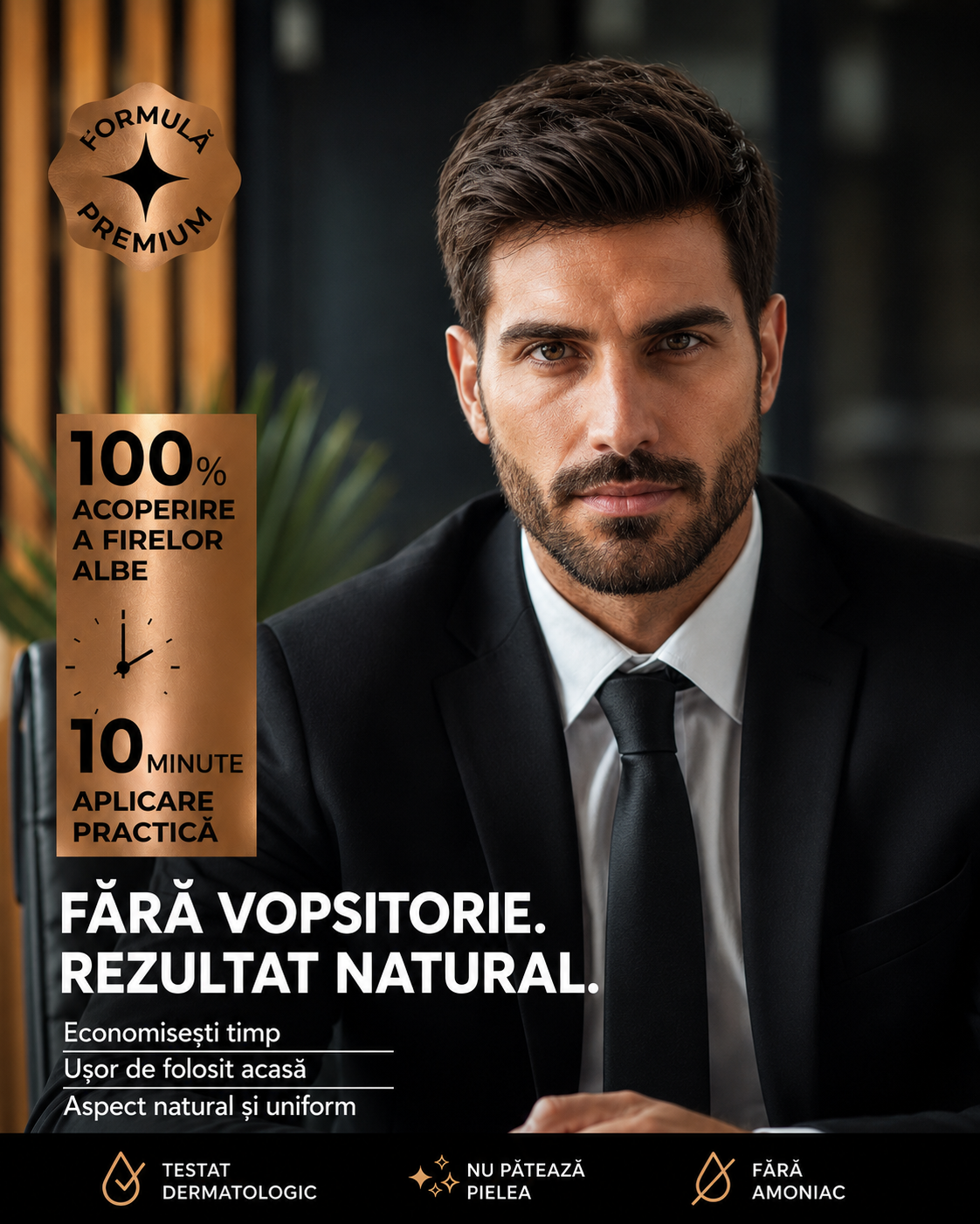 Expert Men Dark Brown Hair Color – Castaniu Închis în 10 Minute pentru Păr și Barbă