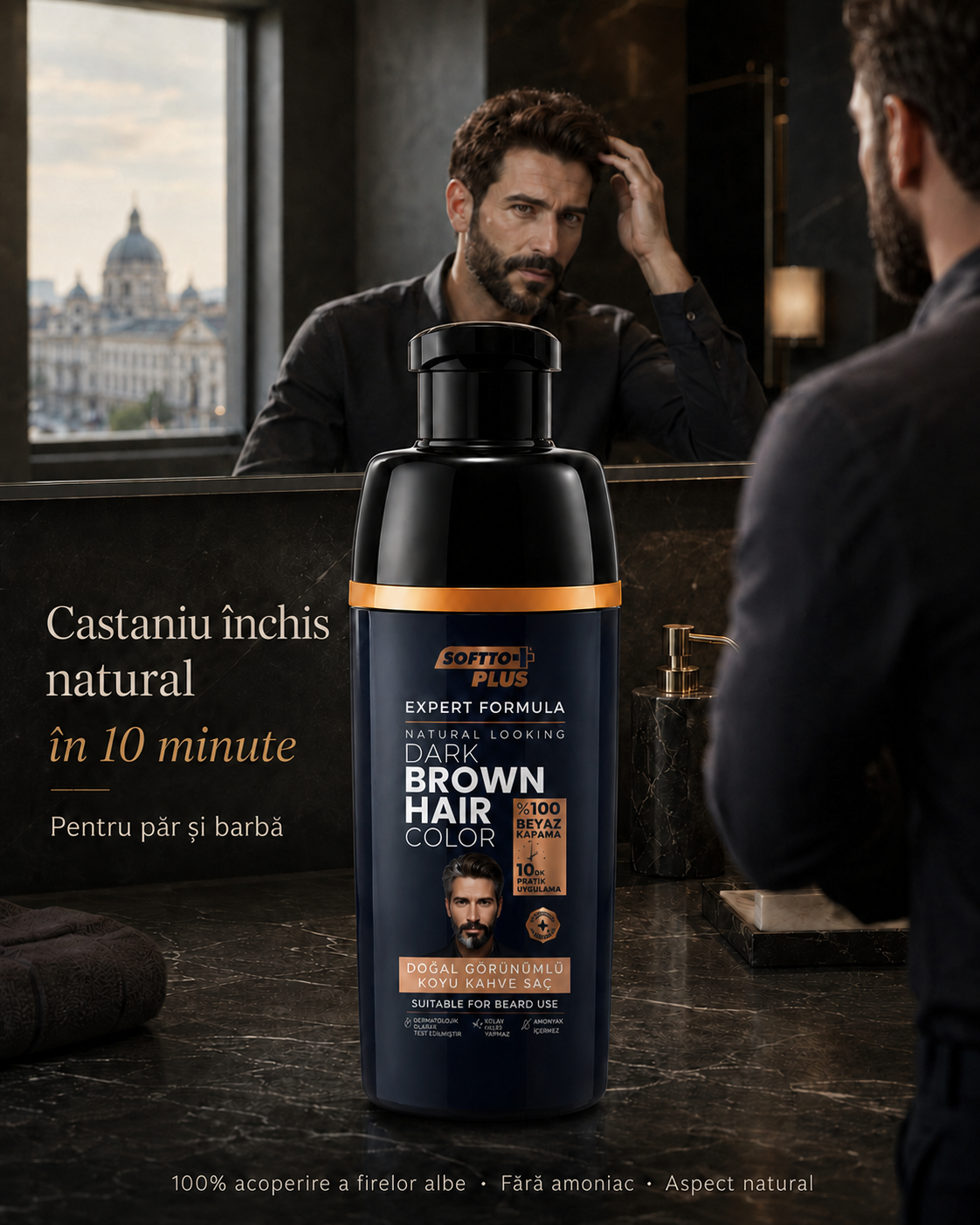 Expert Men Dark Brown Hair Color – Castaniu Închis în 10 Minute pentru Păr și Barbă