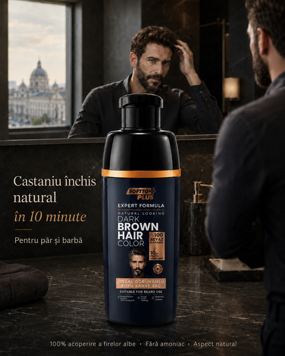 Expert Men Dark Brown Hair Color – Castaniu Închis în 10 Minute pentru Păr și Barbă