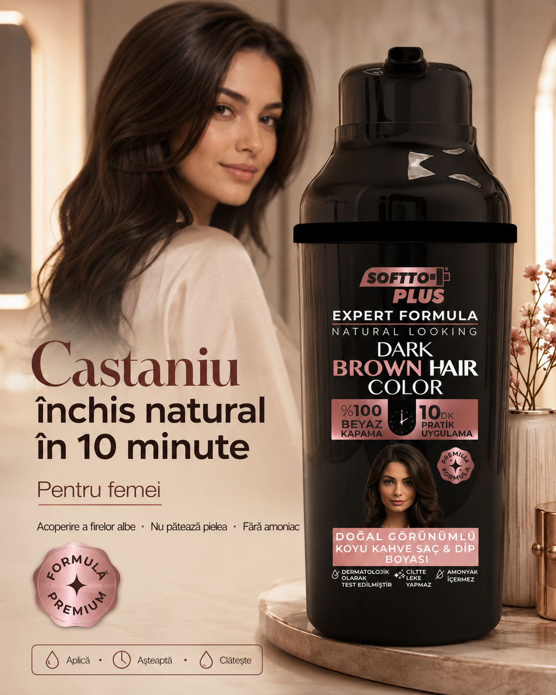Expert Woman Dark Brown Hair Color – Castaniu Închis în 10 Minute pentru Femei