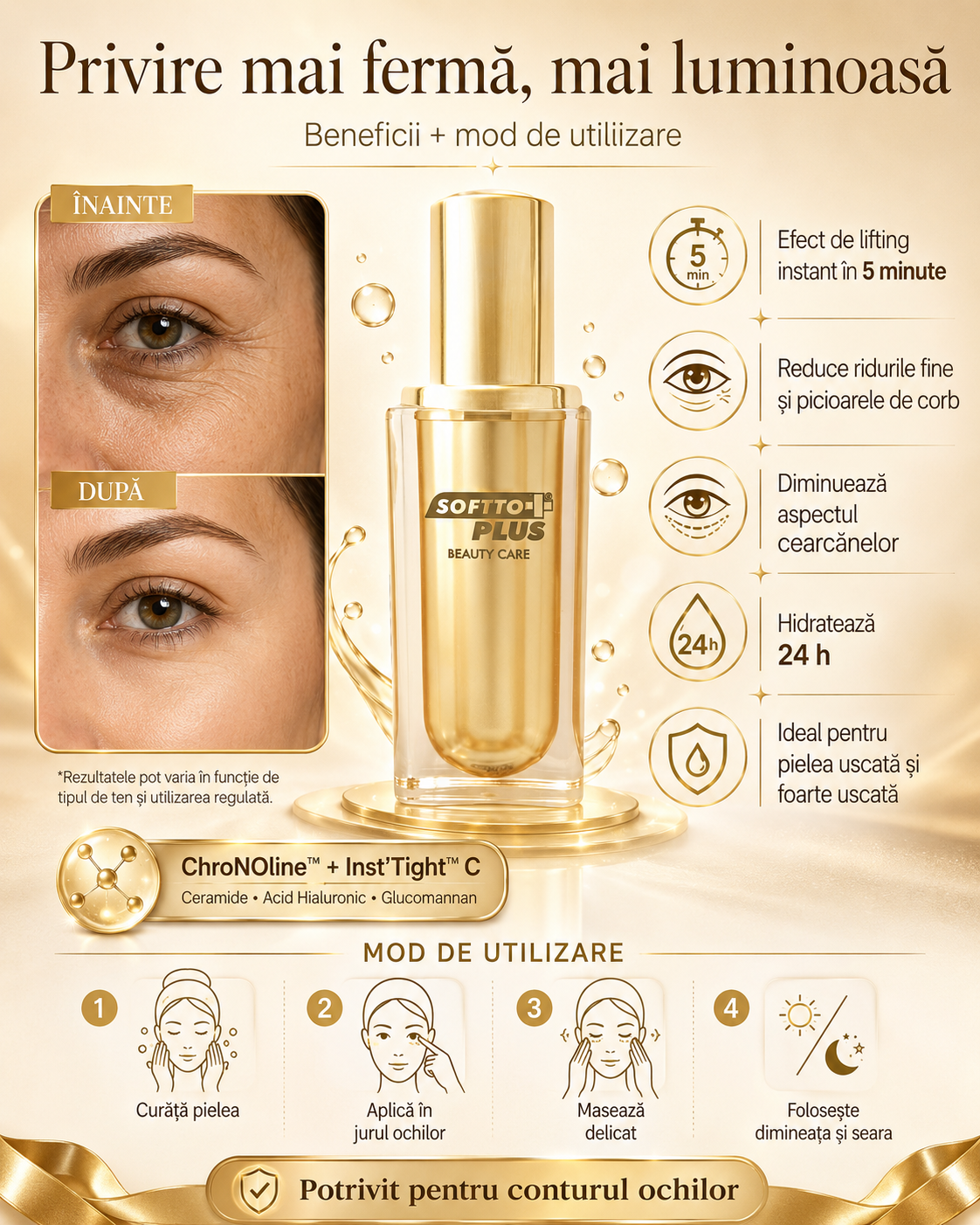 Instant Lifting Serum for the Eye Contour, 30 ml – Effect in 5 Minutes