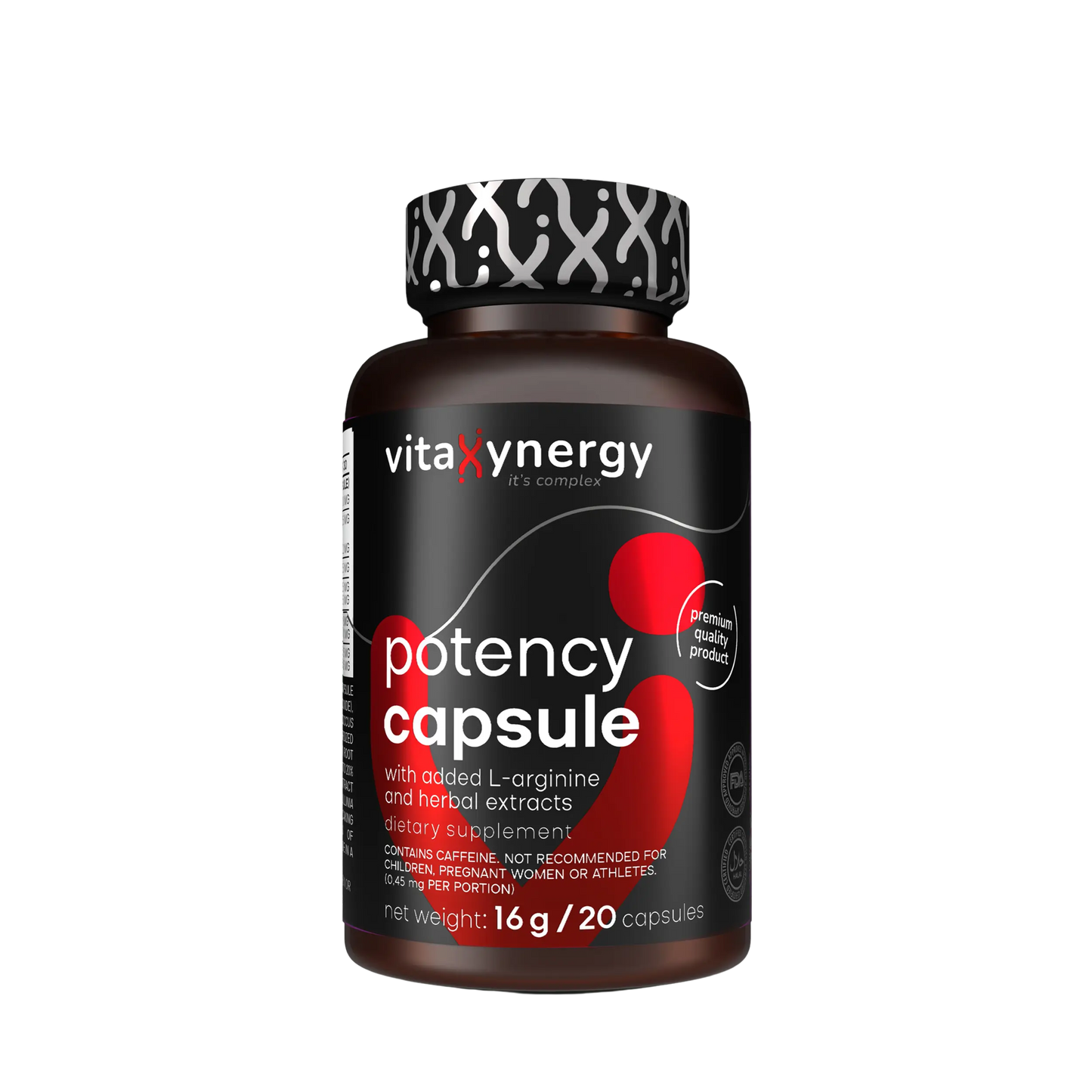 Potency Capsules – Ginseng, Maca, Tribulus & L-Arginine, 20 Capsules