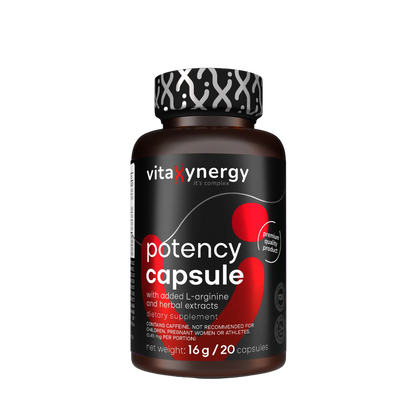 Potency Capsules – Ginseng, Maca, Tribulus & L-Arginine, 20 Capsules