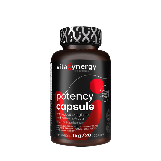 Potency Capsules – Ginseng, Maca, Tribulus & L-Arginine, 20 Capsules