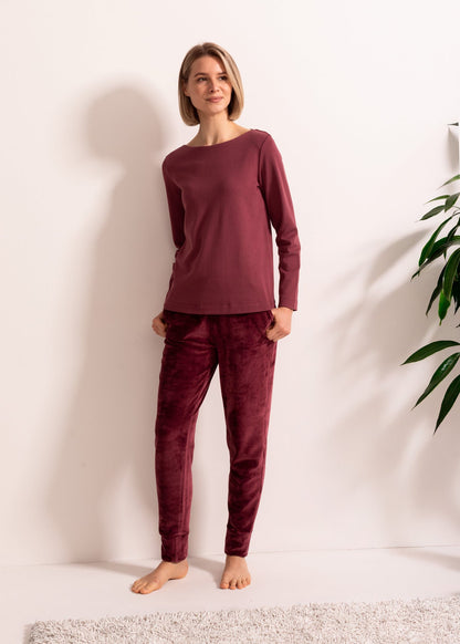 Pantaloni Damă Velvet Bordo
