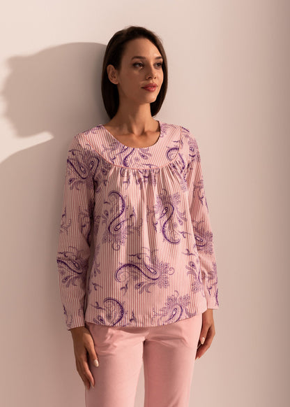 Pijama Damă Pink Stripes Bumbac