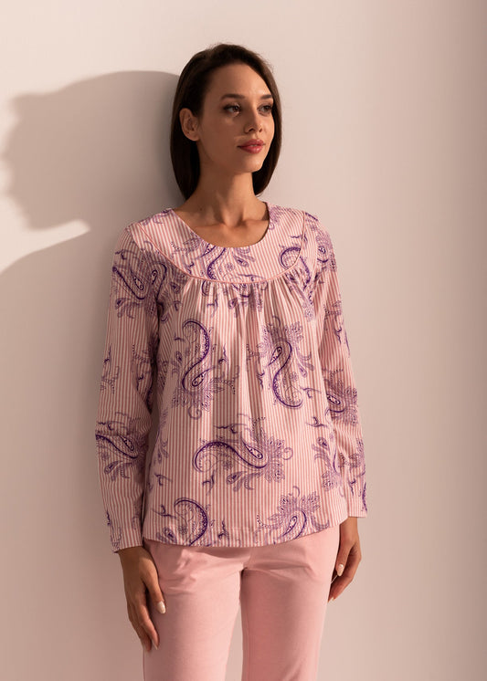 Pijama Damă Pink Stripes Bumbac