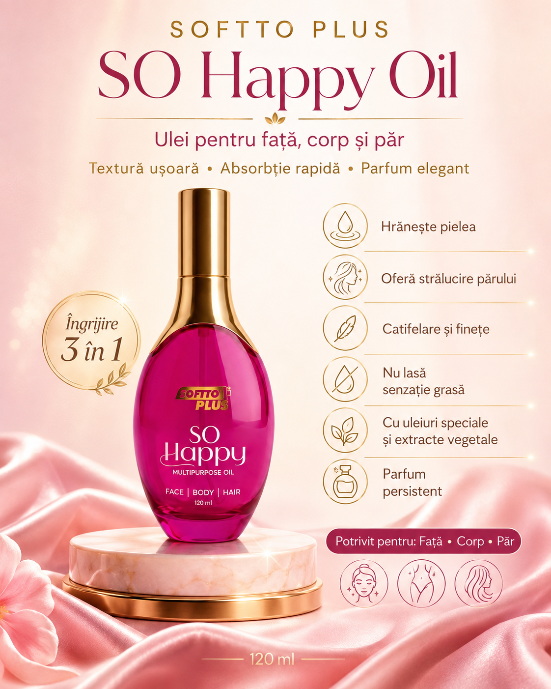 So Happy Oil – Ulei pentru Față, Corp și Păr, 120 ml