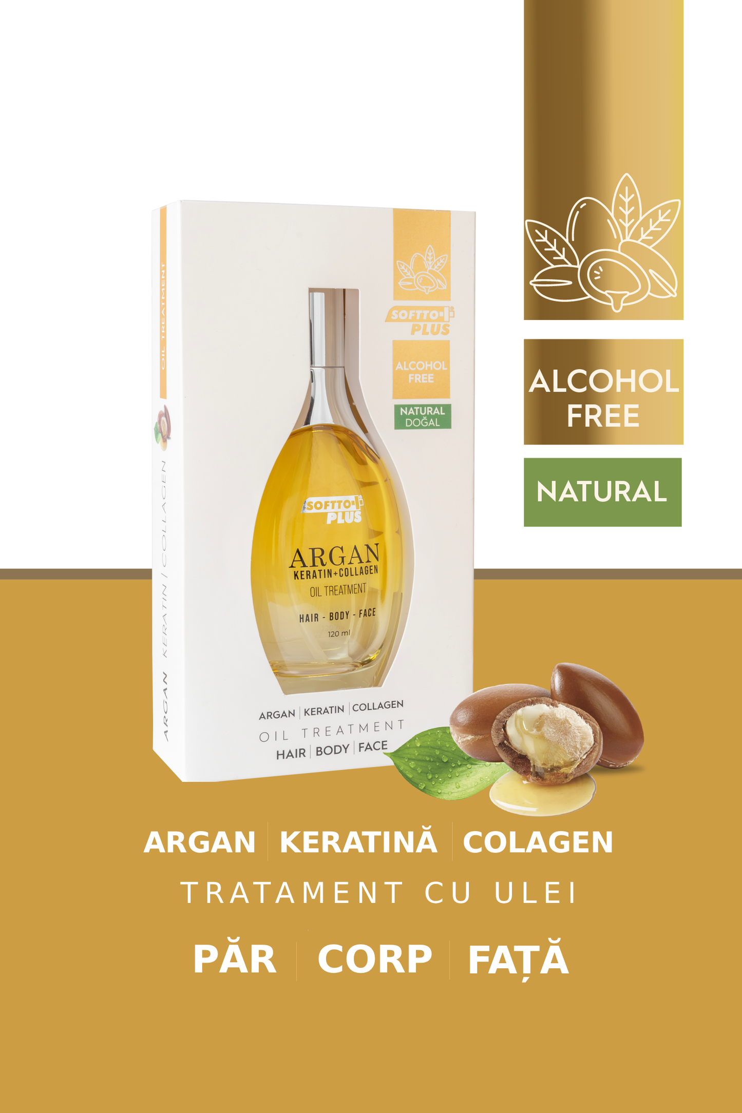 Ulei cu Argan și Keratină pentru Păr, Față și Corp – 120 ml