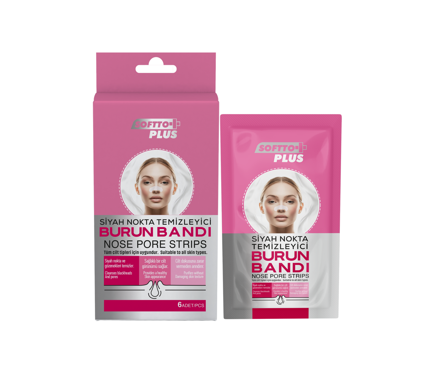 Benzi pentru Nas cu Cărbune – Curățare Pori & Puncte Negre (6 bucăți) – Pentru Femei